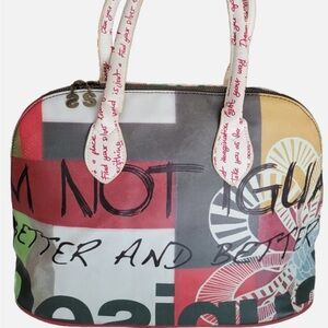 Desigual Graffiti Wearable Art Full-Zip Domed Multi-Color Satchel Handbag